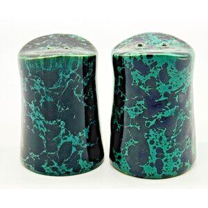 Bennington Pottery Potters Green Agate Salt Pepper Shakers 2.75 inch Vintage